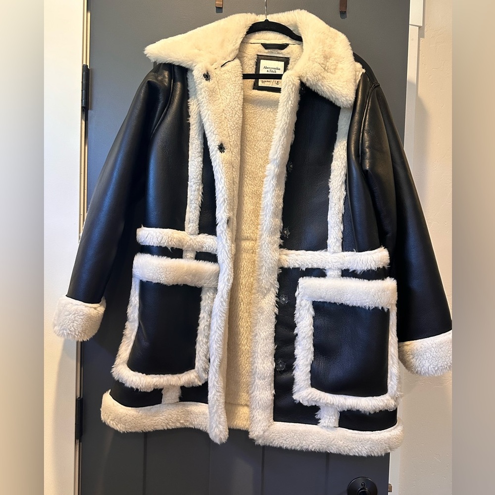 Abercrombie & Fitch Faux Leather Shearling Jacket